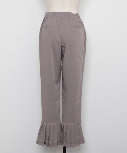 とろみ素材ポケットパール裾バックプリーツパンツ