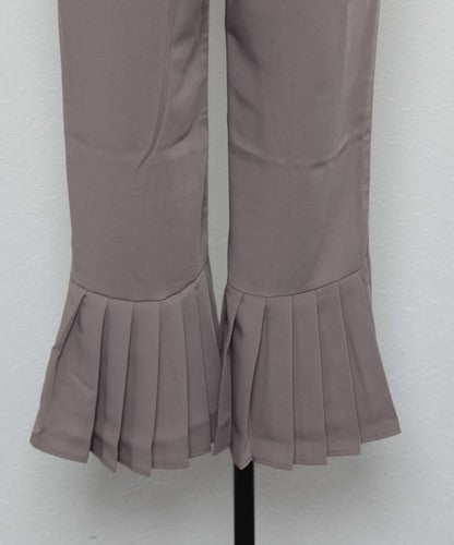 とろみ素材ポケットパール裾バックプリーツパンツ