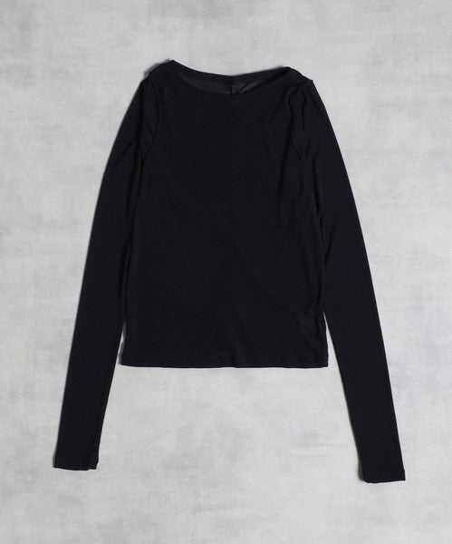 クルーネックナイロンメッシュプルオーバー